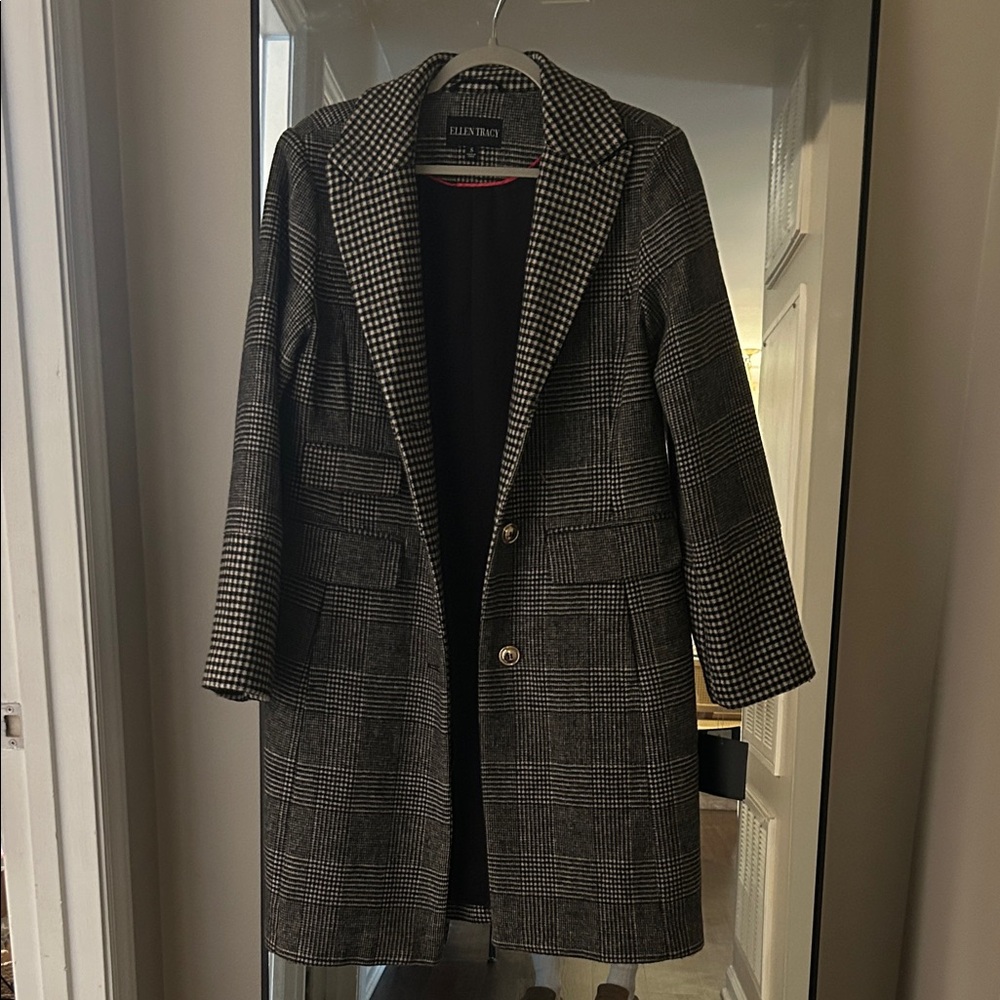 Ellen Tracy Black and White Houndstooth Jacket